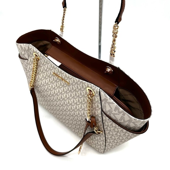 Michael Kors Large Jet Set Travel Chain Shoulder Bag Vanilla (NWT) - Picture 8 of 12